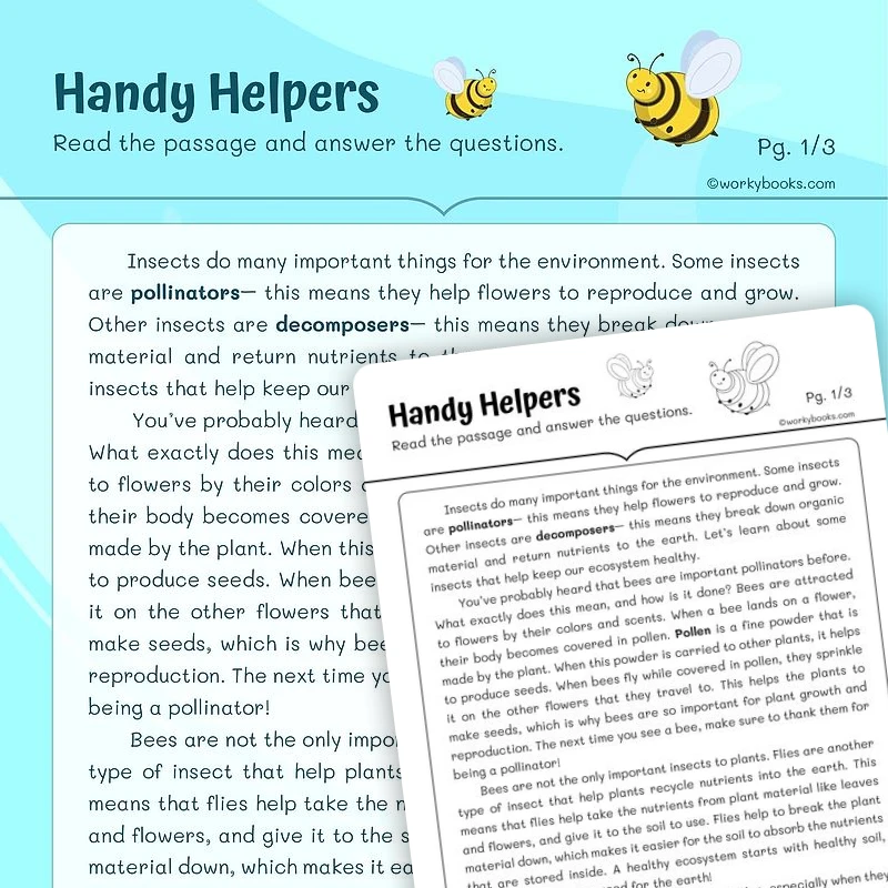 Handy Helpers —Authors Point of View — ela worksheet for Grade 3, page 1 of 3