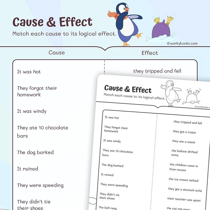 Cause & Effect — ela worksheet for Grade 3, page 1 of 3