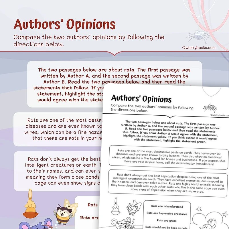 Authors' Opinions — ela worksheet for Grade 3, page 1 of 3