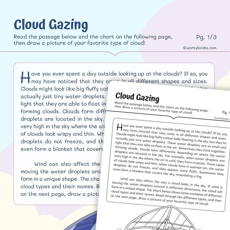 Informational Text — Cloud Gazing — ela worksheet for Grade 3, page 1 of 3