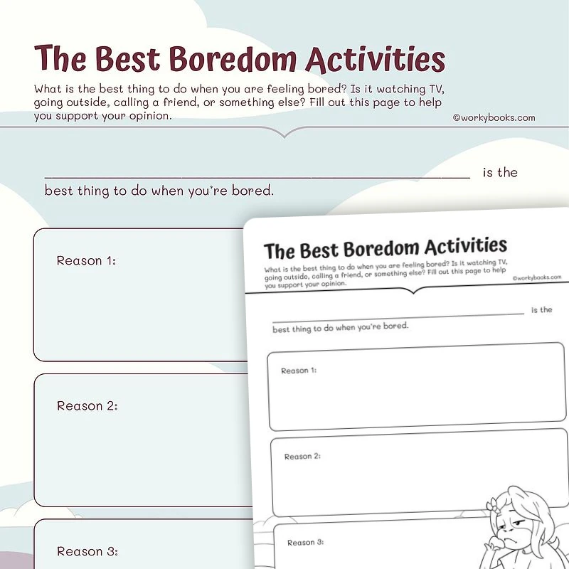 The Best Boredom Activities — ela worksheet for Grade 3, page 1 of 3