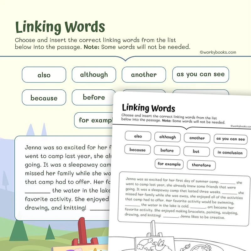 Transitional Words — ela worksheet for Grade 3, page 1 of 3