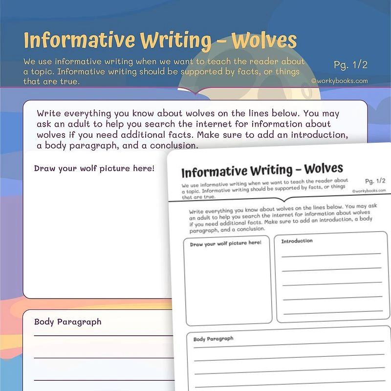 Informative Writing—— Wolves — ela worksheet for Grade 3, page 1 of 3