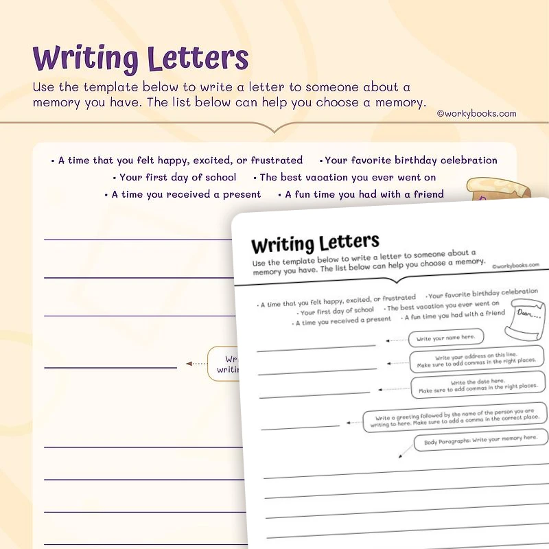 Writing Letters—Punctuation in Letter Writing — ela worksheet for Grade 3, page 1 of 3