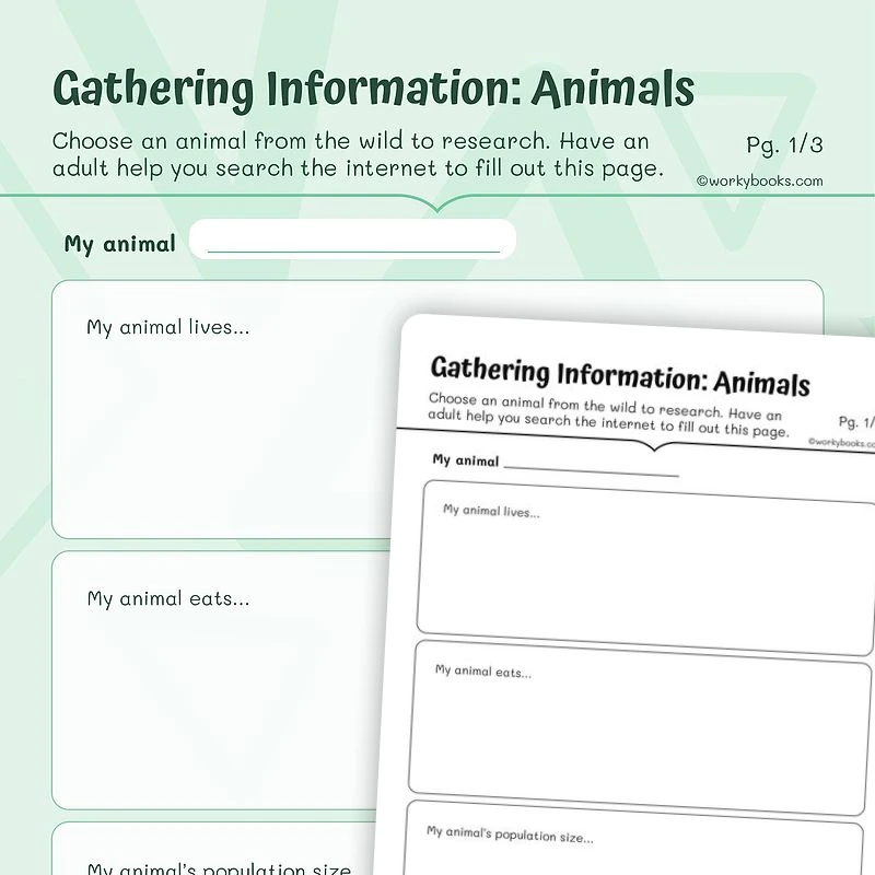 Gathering Information: Animals — ela worksheet for Grade 3, page 1 of 3