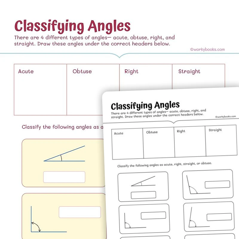 Classifying Angles — math worksheet for Grade 4, Grade 5, page 1 of 3