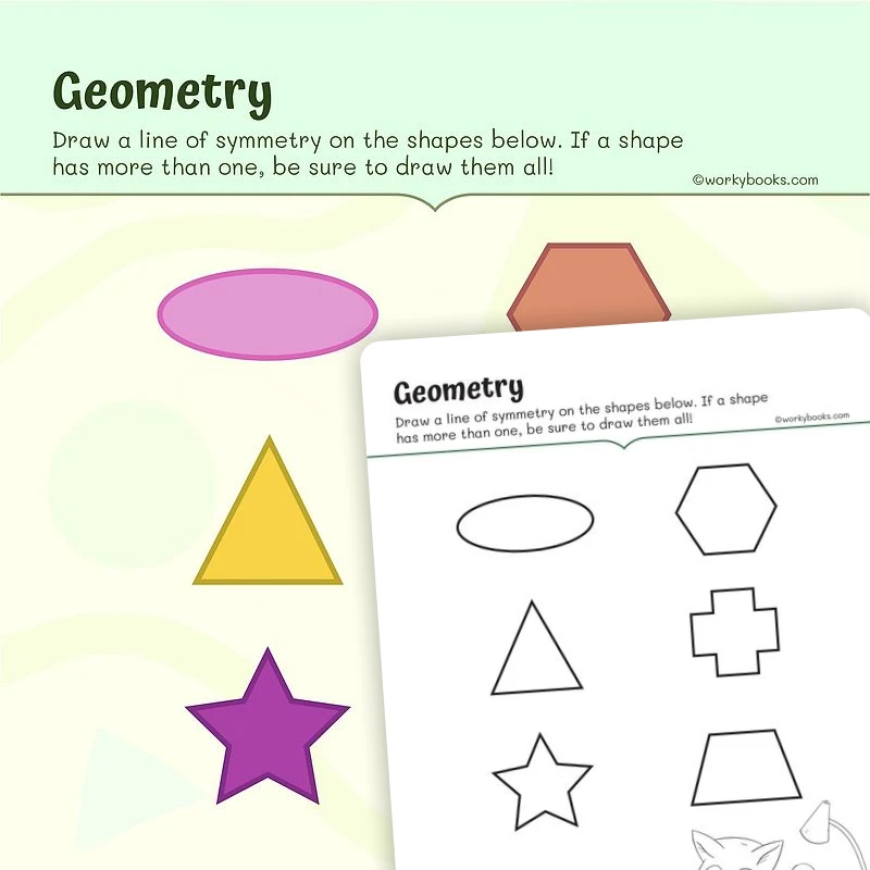 Geometry Lines of Symmetry — math worksheet for Grade 4, Grade 5, page 1 of 3