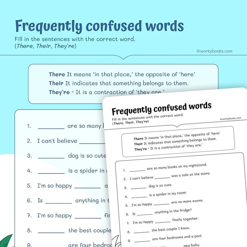 Homophones — ela worksheet for Grade 4, Grade 5, page 1 of 3