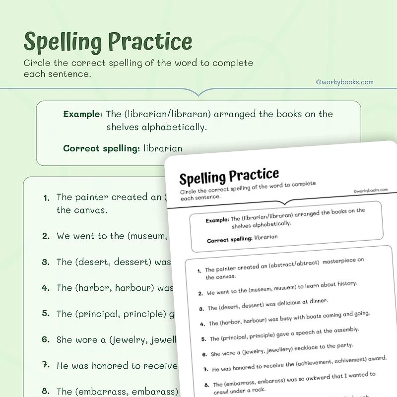 Grade 4 Spelling Practice — ela worksheet for Grade 4, Grade 5, page 1 of 3