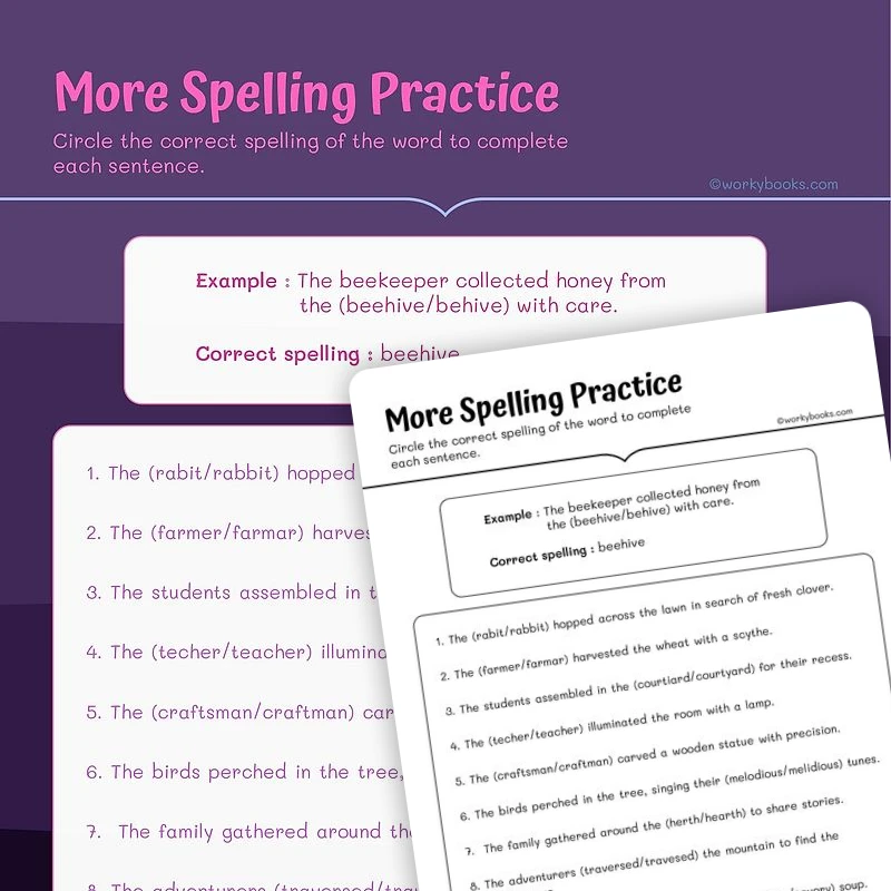 Misspelled Words — ela worksheet for Grade 4, page 1 of 3