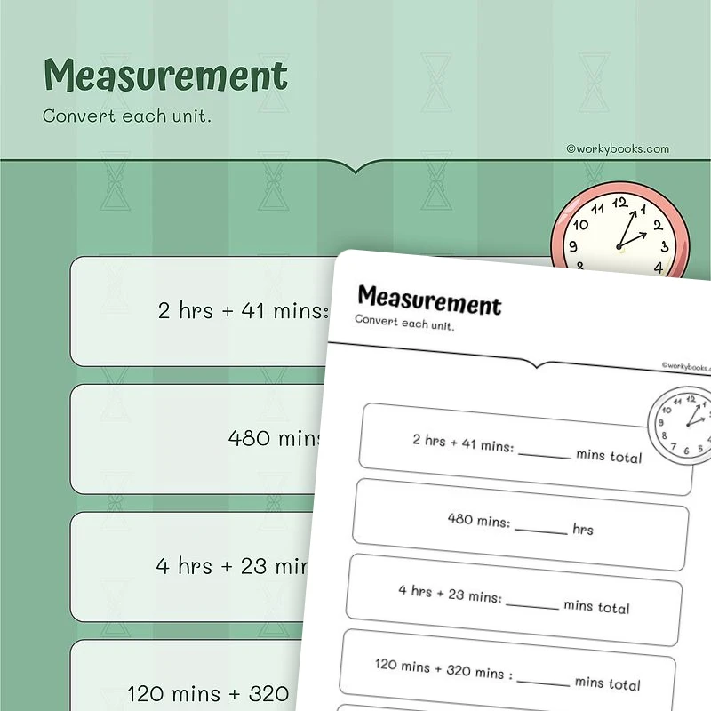 Measurement Conversion — math worksheet for Grade 4, Grade 5, page 1 of 3