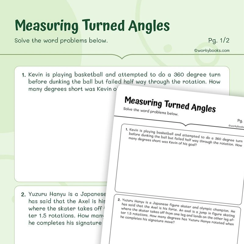 Word Problems on Angles — math worksheet for Grade 4, Grade 5, page 1 of 3