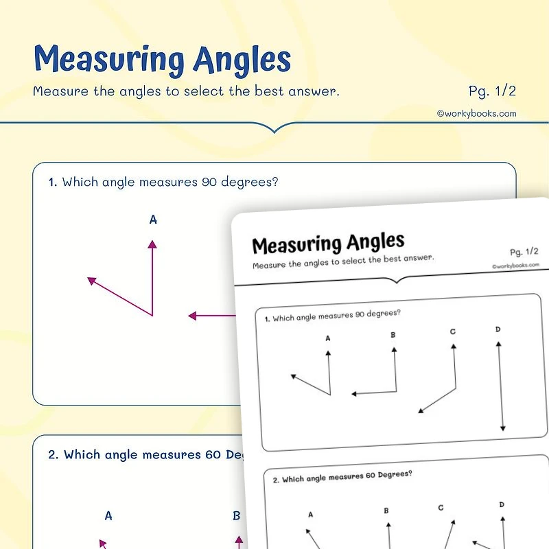 Measuring Angles — math worksheet for Grade 4, Grade 5, page 1 of 3