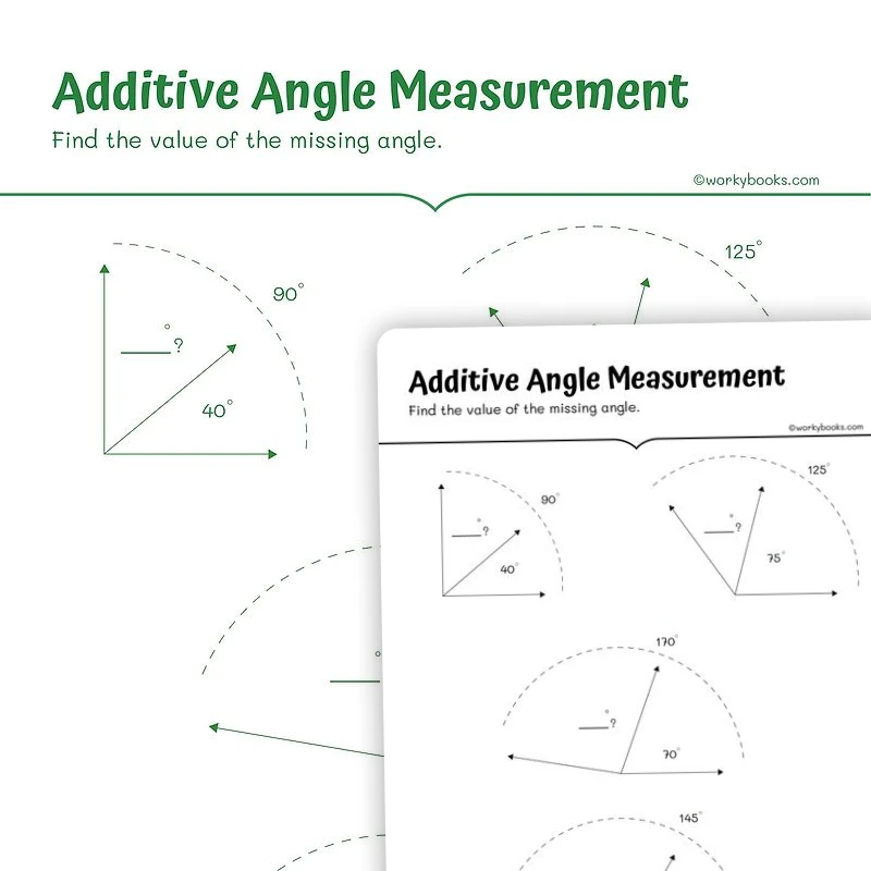 Angle are Additive — math worksheet for Grade 4, Grade 8, page 1 of 3