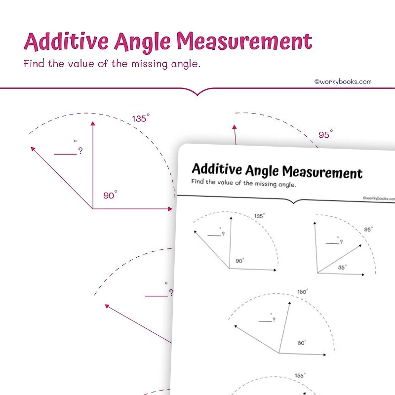 Additive Angle Measurement — math worksheet for Grade 4, Grade 9, page 1 of 3