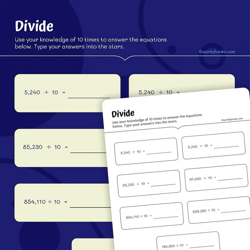 Place Value and Division — math worksheet for Grade 4, Grade 5, page 1 of 3