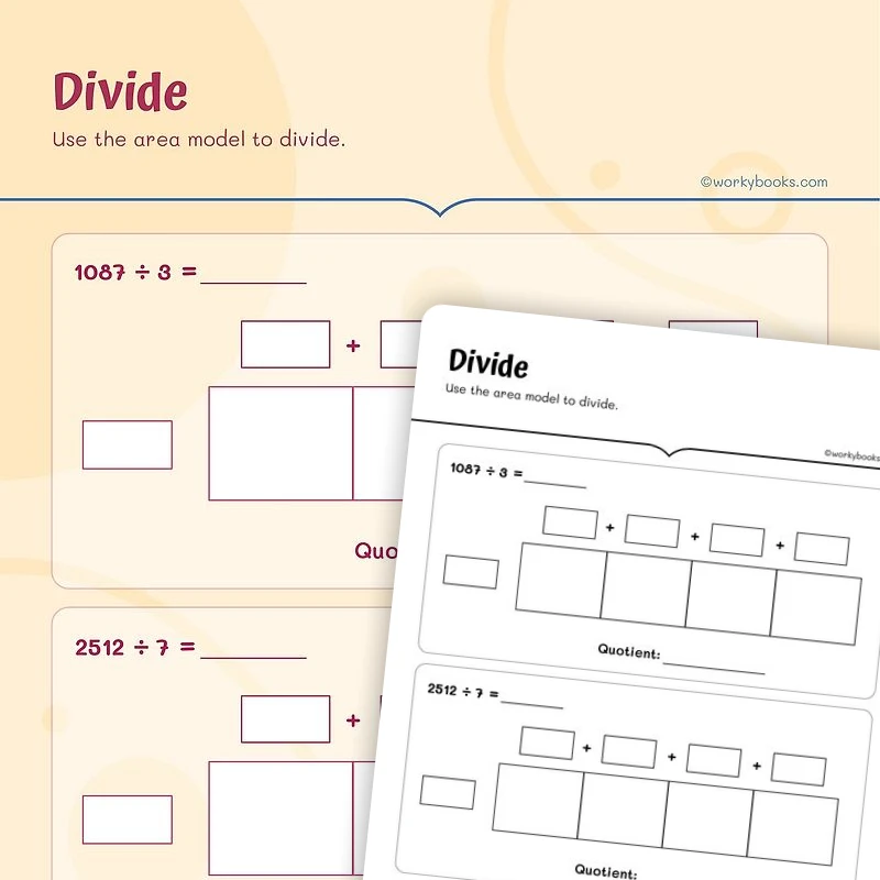 Multi digit Division — math worksheet for Grade 4, Grade 5, page 1 of 3