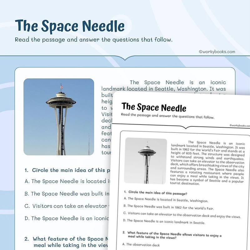The Space Needle — ela worksheet for Grade 4, Grade 5, page 1 of 3