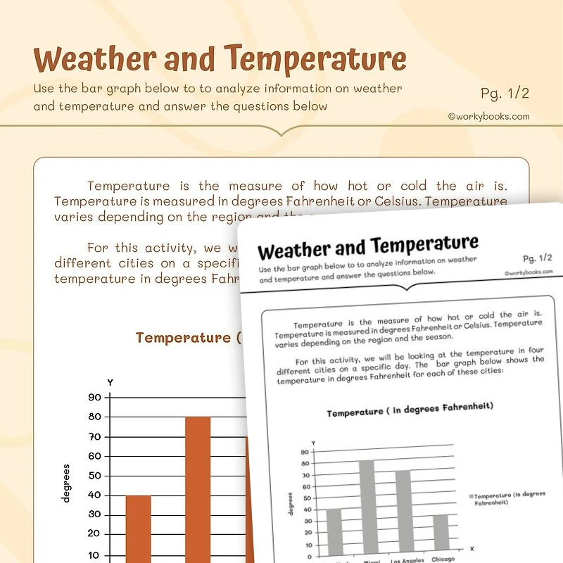 Weather and Temperature — ela worksheet for Grade 4, Grade 5, page 1 of 3