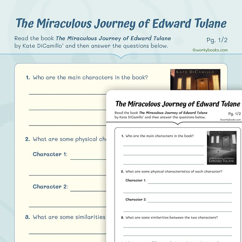 The Miraculous Journey of Edward Tulane — ela worksheet for Grade 4, Grade 5, page 1 of 3