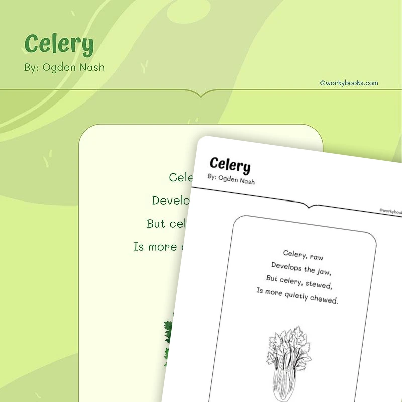 Poem Celery By: Ogden Nash — ela worksheet for Grade 4, Grade 5, page 1 of 3