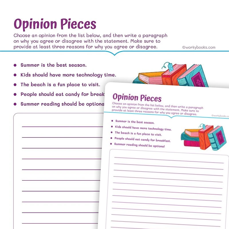 Opinion Writing for Supporting a Point of View — ela worksheet for Grade 4, Grade 5, page 1 of 3