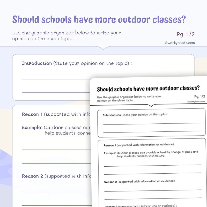 Outdoor Classes—Opinion Writing — ela worksheet for Grade 4, page 1 of 3