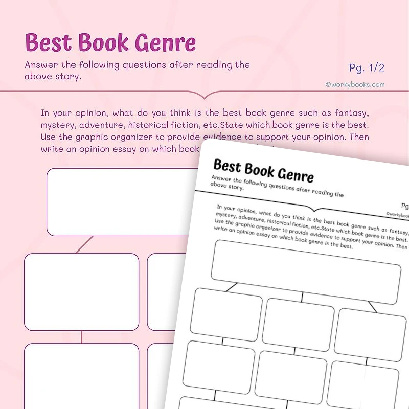 Best Book Genre — ela worksheet for Grade 4, Grade 5, page 1 of 3