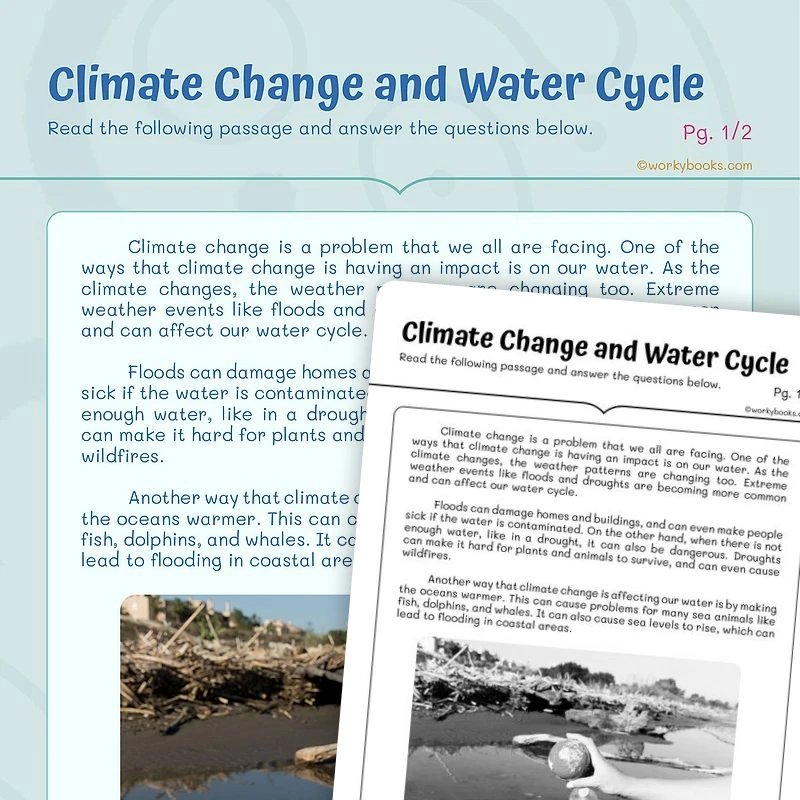 Climate and Water Cycle — ela worksheet for Grade 4, Grade 5, page 1 of 3