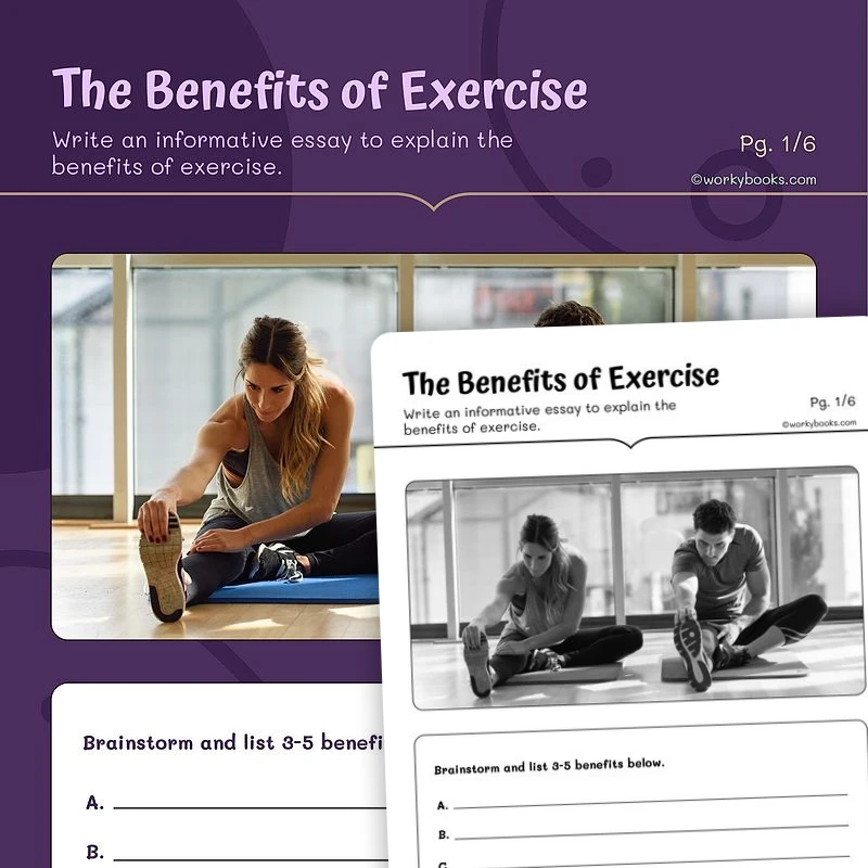 The Benefits of Exercise — ela worksheet for Grade 4, Grade 5, page 1 of 3