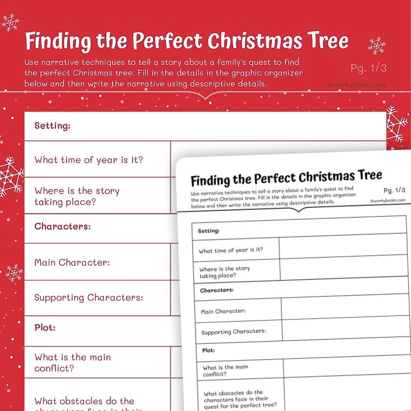Finding the Perfect Christmas Tree—Writing — ela worksheet for Grade 4, Grade 5, page 1 of 3
