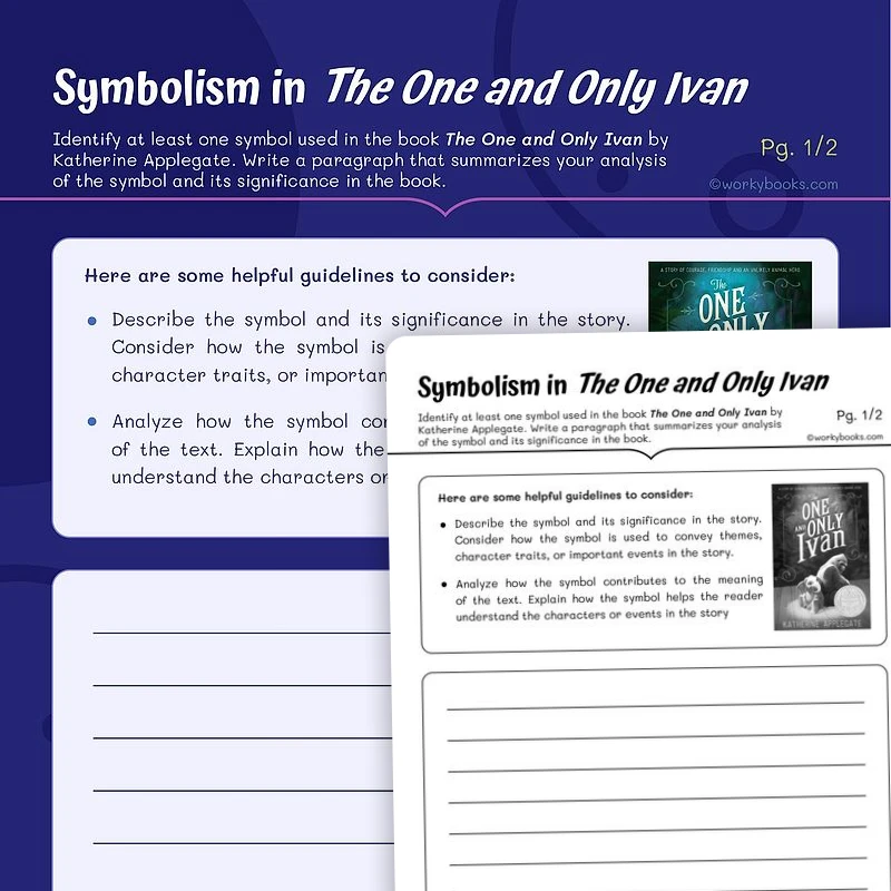 Symbolism in "The One and Only Ivan — ela worksheet for Grade 4, Grade 5, page 1 of 3