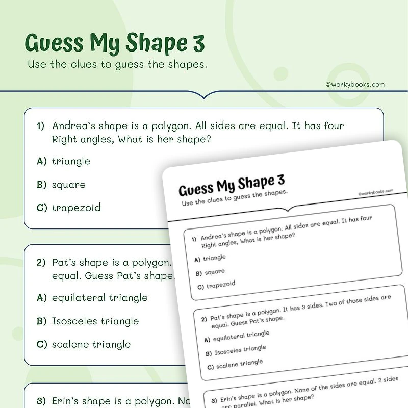 Guess the Shape Attributes — math worksheet for Grade 5, page 1 of 3