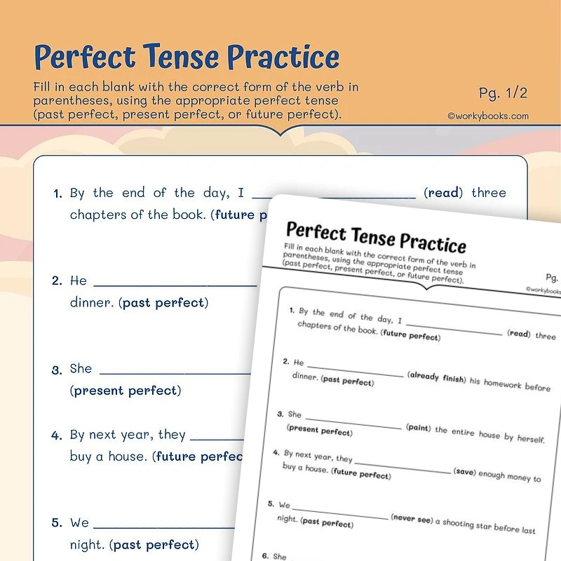Perfect Tense Practice — ela worksheet for Grade 5, page 1 of 3