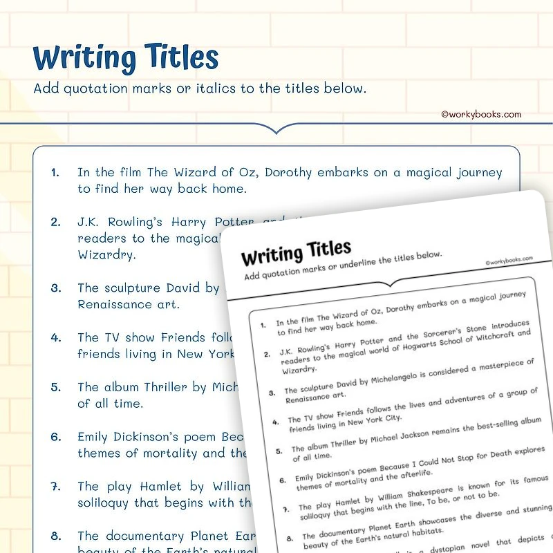 Writing an Effective Title — ela worksheet for Grade 5, page 1 of 3