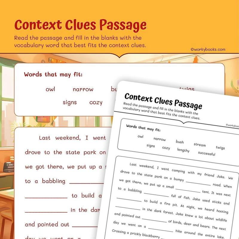 Context Clues Passage — ela worksheet for Grade 5, page 1 of 3