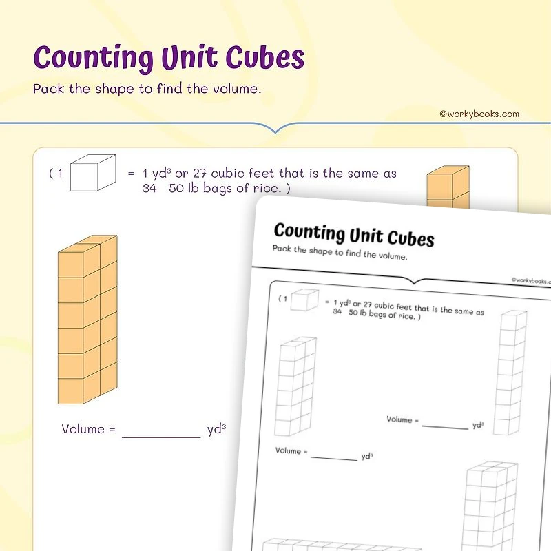 Unit Cube and Volume — math worksheet for Grade 5, page 1 of 3