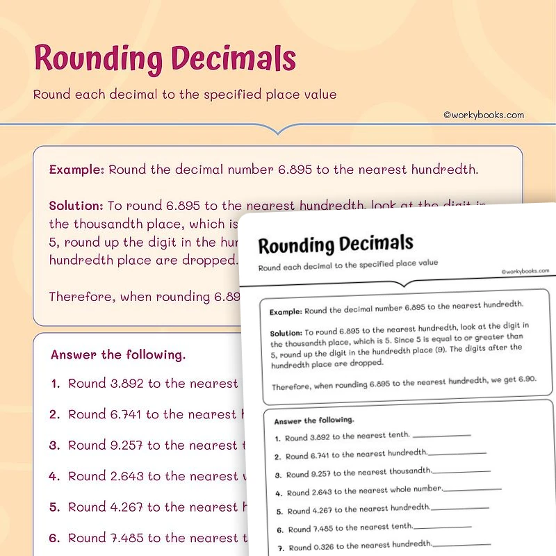 Rounding Decimals to the Nearest Tenth — math worksheet for Grade 5, page 1 of 3