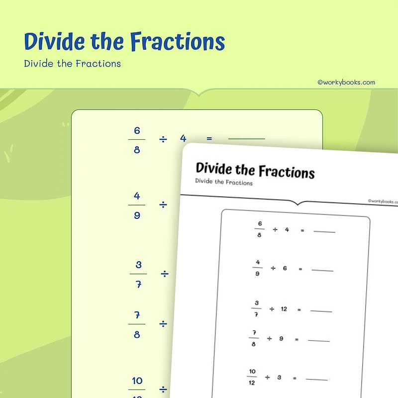 Fraction Division — math worksheet for Grade 5, page 1 of 3
