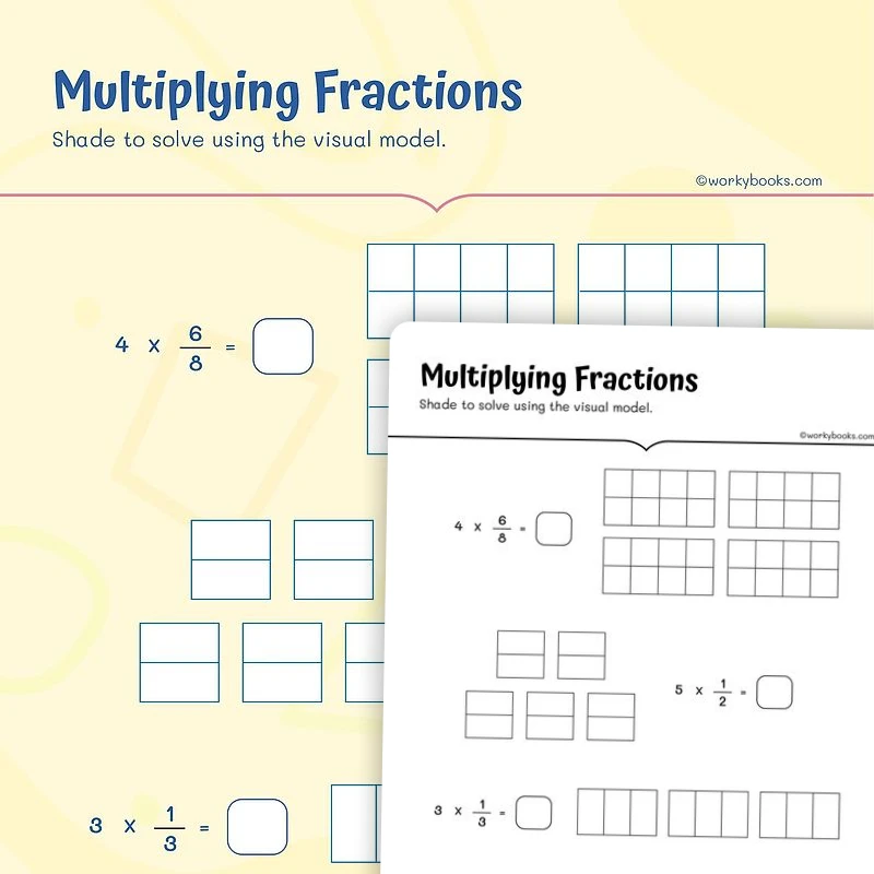 Multiplying Fractions — math worksheet for Grade 5, page 1 of 3