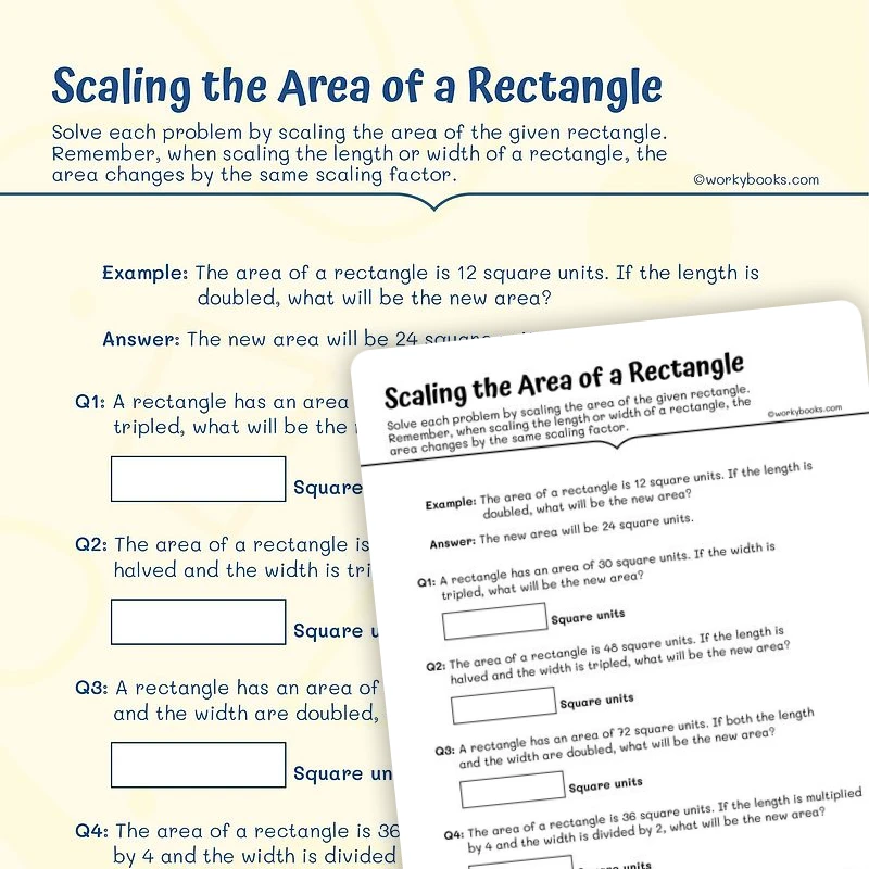 Scaling the Area of a Rectangle — math worksheet for Grade 5, page 1 of 3