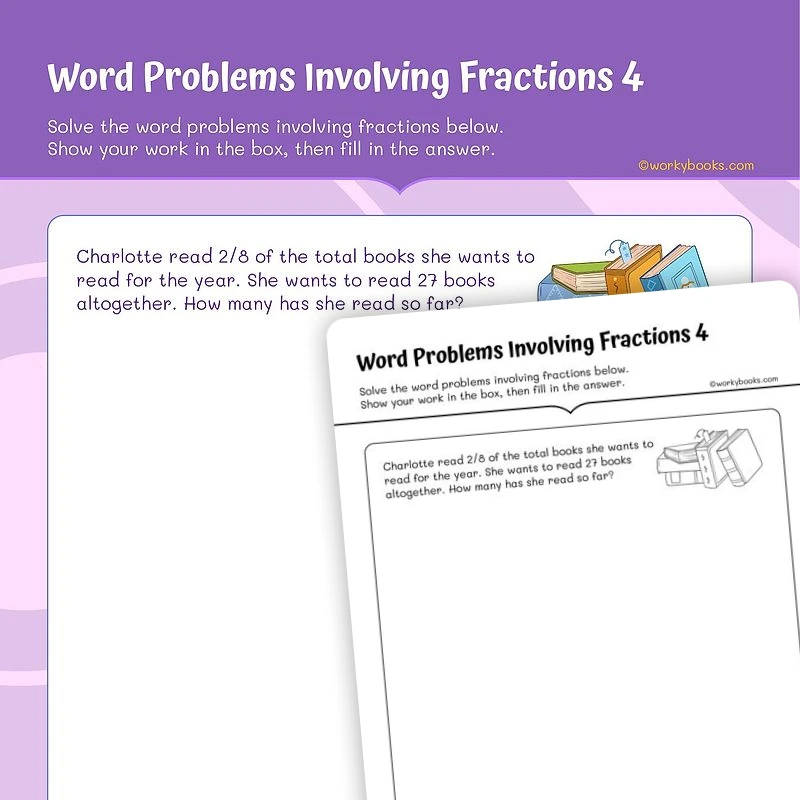 Grade 5 Fraction Word Problems — math worksheet for Grade 5, page 1 of 3