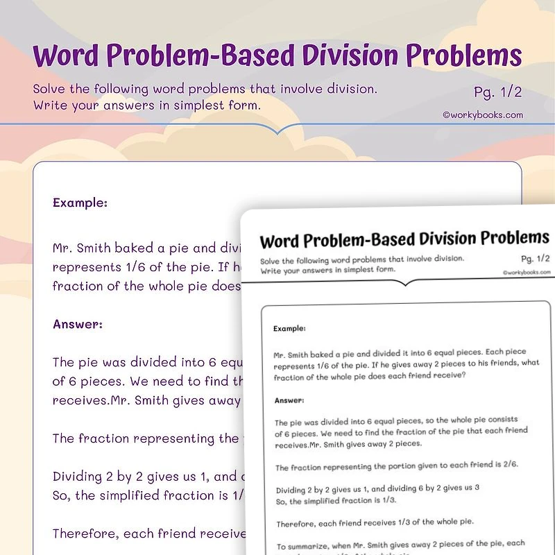 Word Problem - Based Division Problems — math worksheet for Grade 5, page 1 of 3