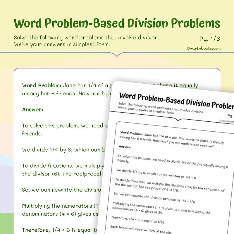 Fraction Division Word Problems — math worksheet for Grade 5, page 1 of 3