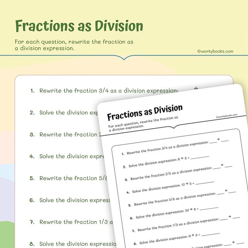 Dividing Fractions — math worksheet for Grade 5, page 1 of 3