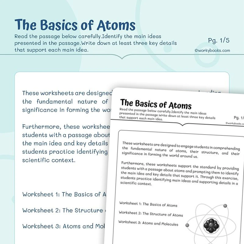 Understanding Atoms — ela worksheet for Grade 5, page 1 of 3