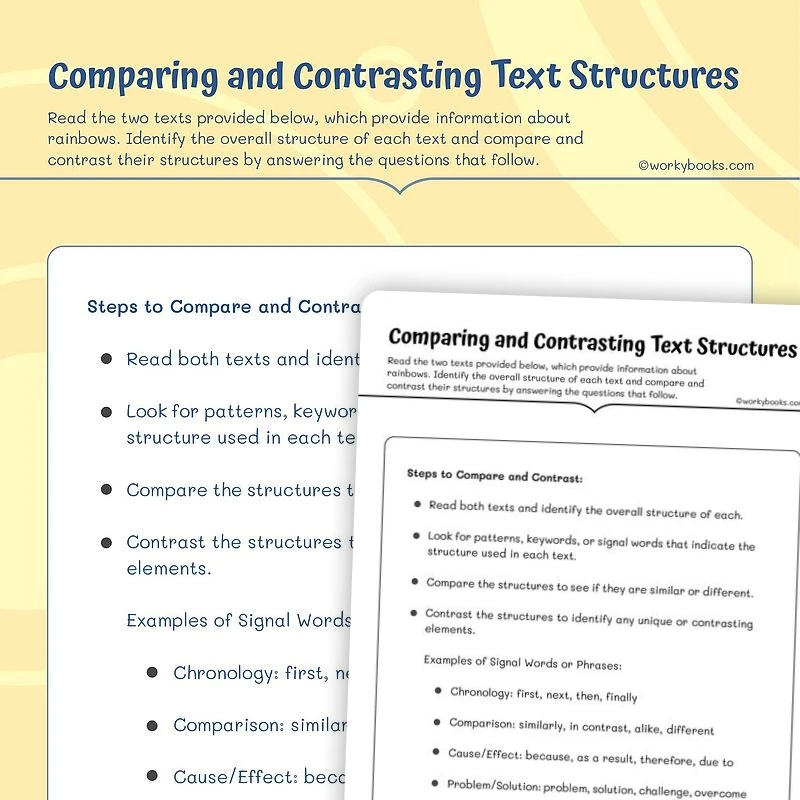 Comparing and Contrasting Text Structures in Poems — ela worksheet for Grade 5, page 1 of 3