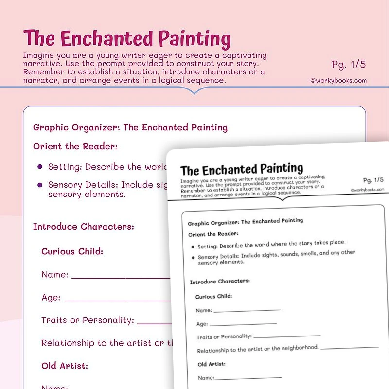 The Enchanted Painting: Narrative Writing — ela worksheet for Grade 5, page 1 of 3