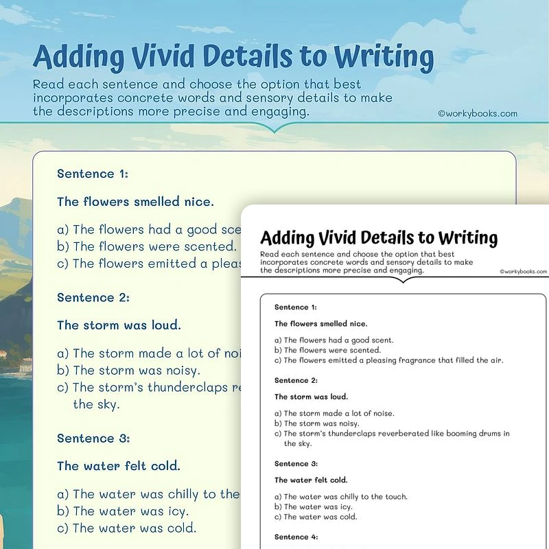 Adding Vivid Details to Writing — ela worksheet for Grade 5, page 1 of 3