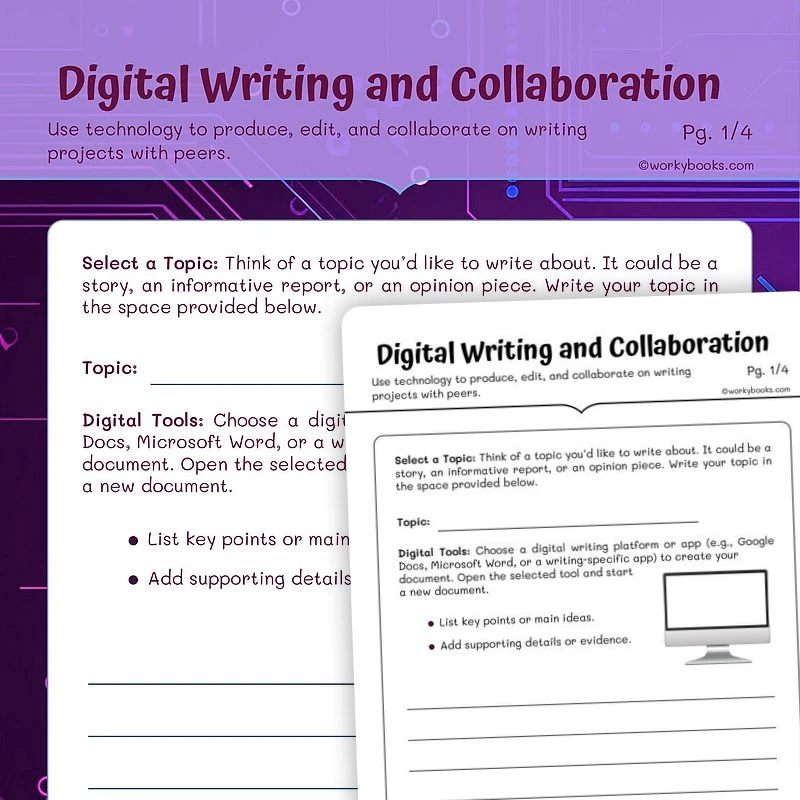 Digital Writing and Collaboration — ela worksheet for Grade 5, page 1 of 3